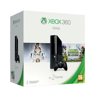 Xbox 360 E 500GB + Fable Anniversary + Plants vs Zombies Garden Warfare + 3 Arcade játék 
